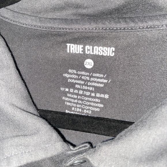 True Classic Gray Short Sleeve Collared Polo Shirt Men's Size 2XL - Picture 3 of 4